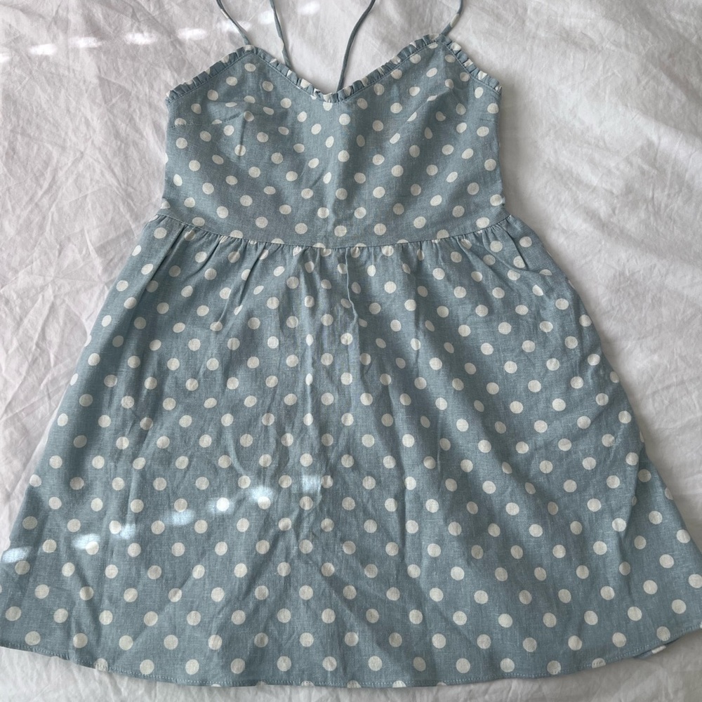 ZARA NWT Linen Polka Dot Mini Dress